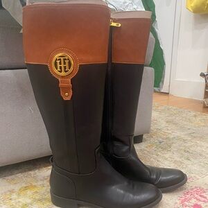 Tommy Hilfiger Black and Brown Boots